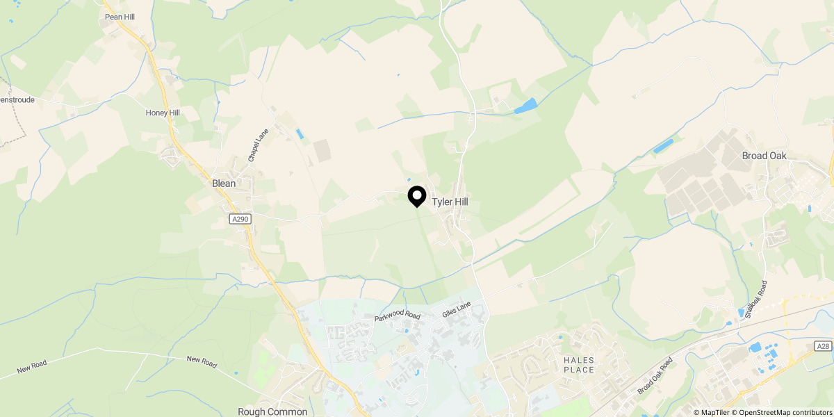 Approximate location of St. Johns Crescent, Tyler Hill, Canterbury, Kent, CT2 9NB