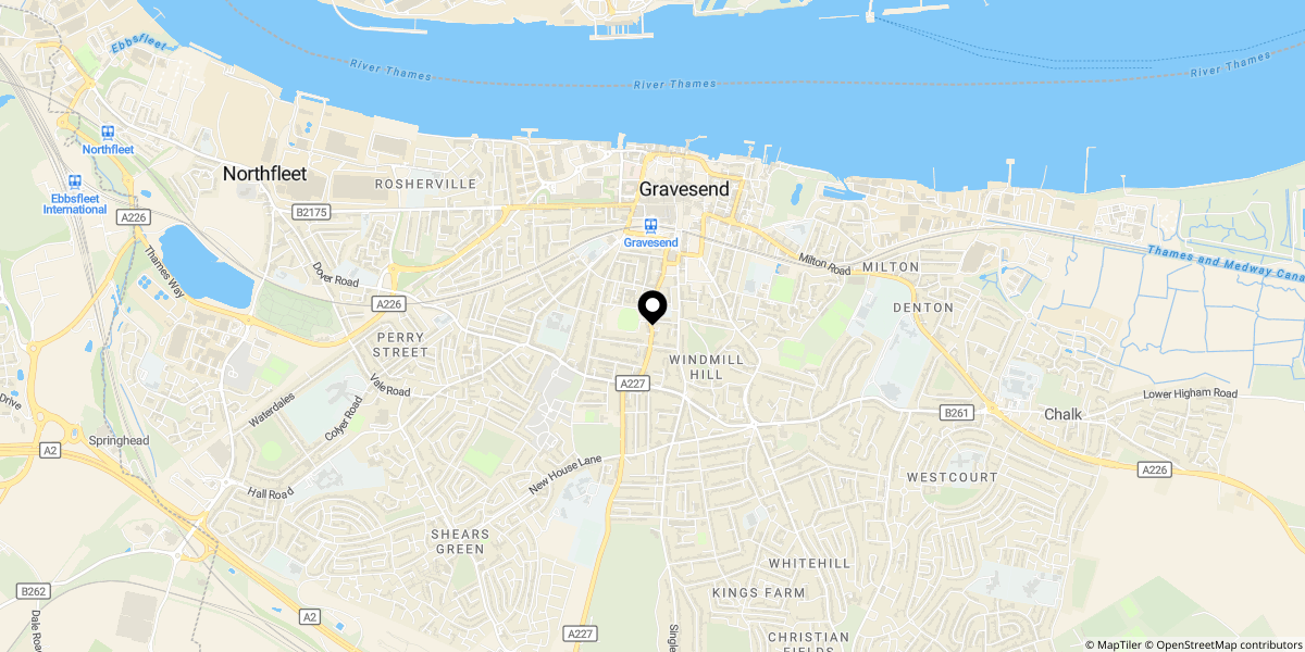 Approximate location of Wingfield Road, Gravesend, DA12 1BS